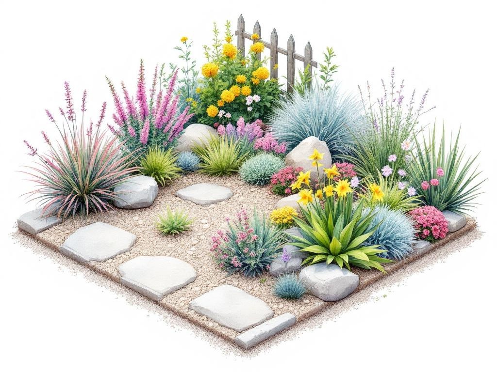 Záhon se štěrkem — bezúdržbový skalní záhon do slunce